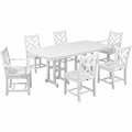 Polywood Chippendale 7-Piece White Dining Set with Nautical Table 633PWS1211WH